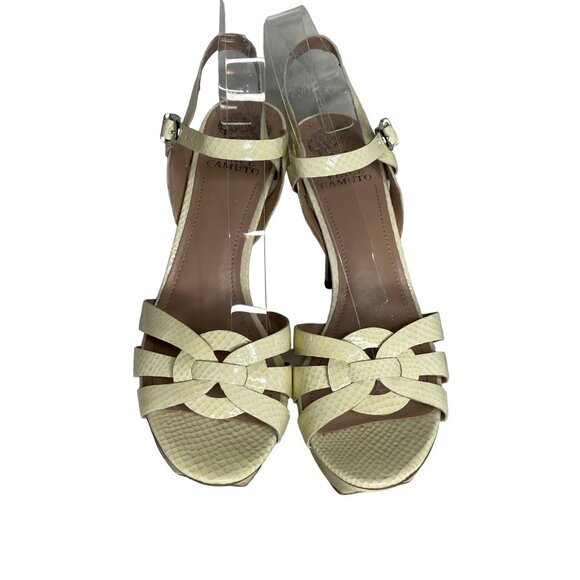 Vince Camuto 9.5 Toleo patent leather heels cream yellow - Picture 3 of 14